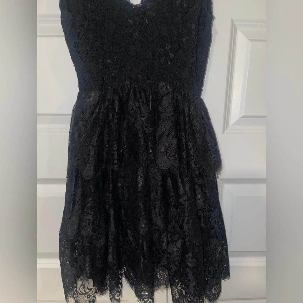Free People by Nightcap Cloth black lace tiered dress sz xs - Picture 6 of 6